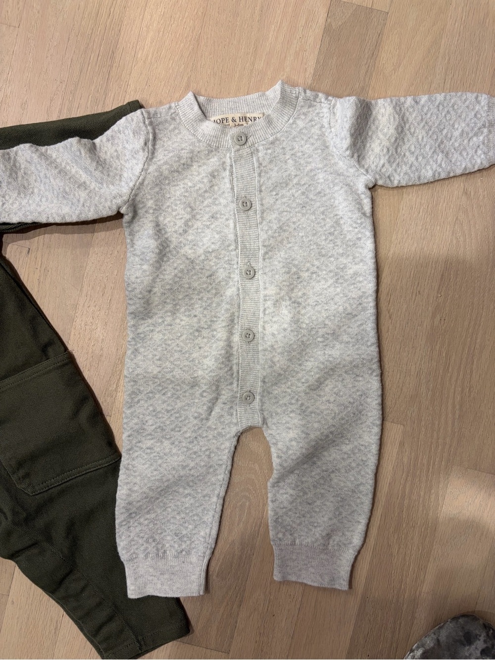Super soft Light Gray Quilted Baby Footie One-Piece